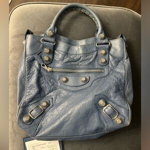 BALENCIAGA Velo Stud Leather City Shoulder Bag